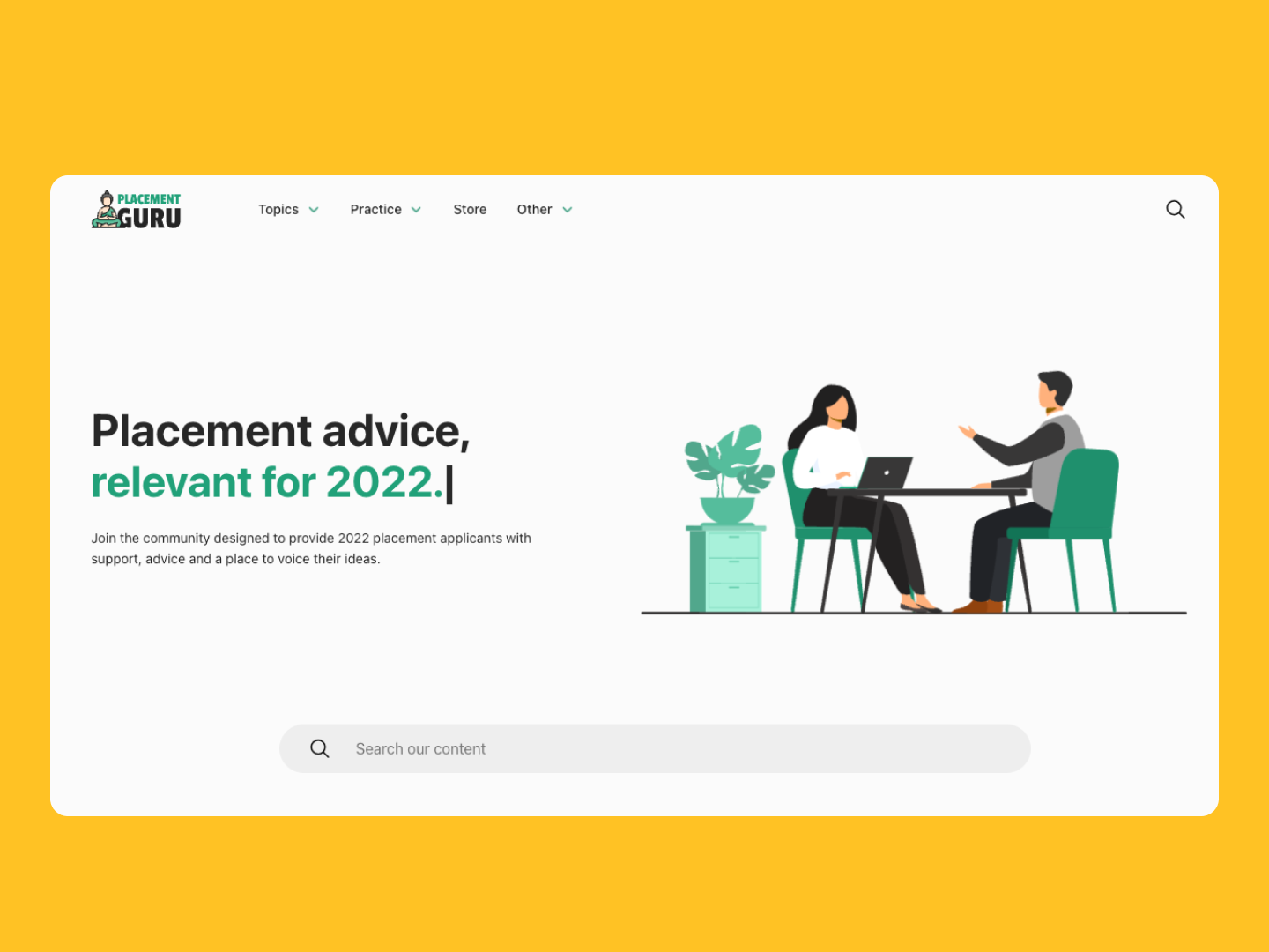 Screenshot of PlacementGuru website.