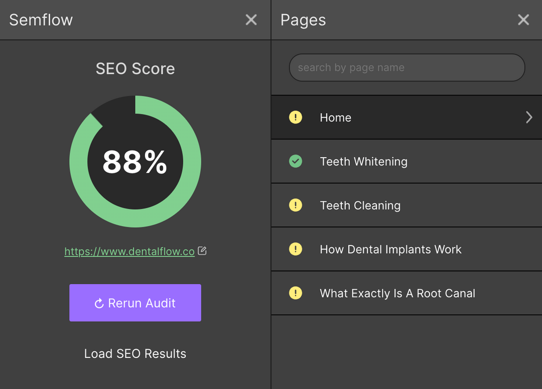 Screenshot of Semflow features